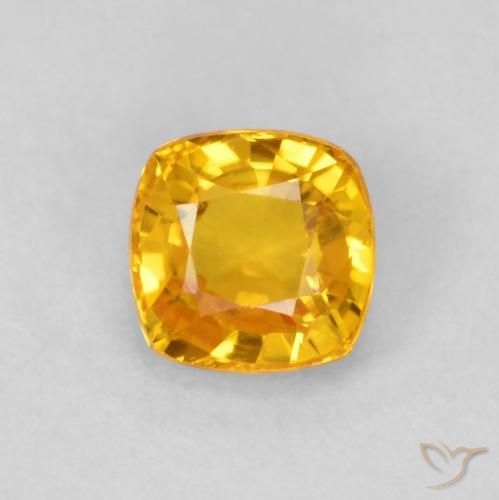 0.63ct 天然 ミディアムゴールデン サファイア, クッション, VVS