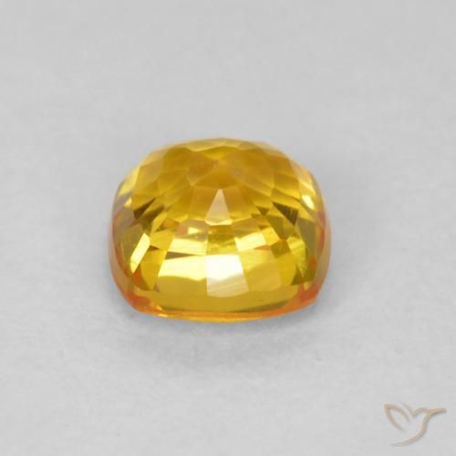 0.65カラットの天然ミディアムゴールデンサファイア、クッション、VVS