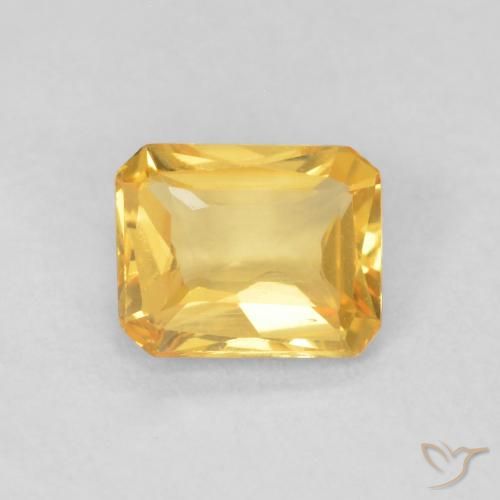 0.44ct 天然 ミディアムゴールド サファイア, エメラルドカット, VVS