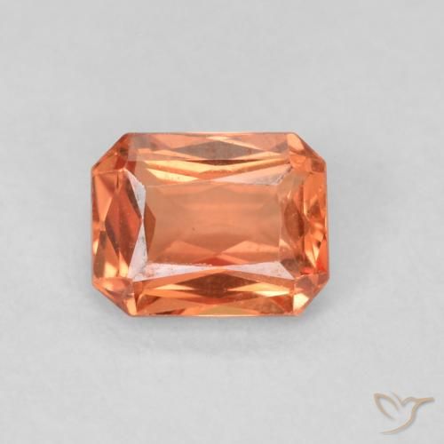 0.55ct 天然 オレンジレッド サファイア, エメラルドカット, VS