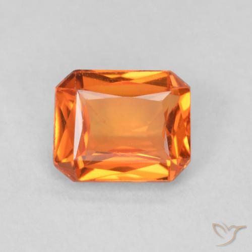 0.54ct 天然 ファイアオレンジ サファイア, エメラルドカット, VS