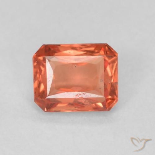 0.59ct 天然 オレンジレッド サファイア, エメラルドカット, VS-SI