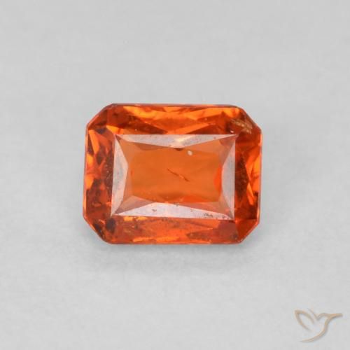 0.47ct 天然 アンバーオレンジ サファイア, エメラルドカット, SI