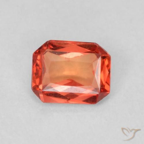 0.49ct 天然 赤みがかったオレンジ サファイア, エメラルドカット, VS