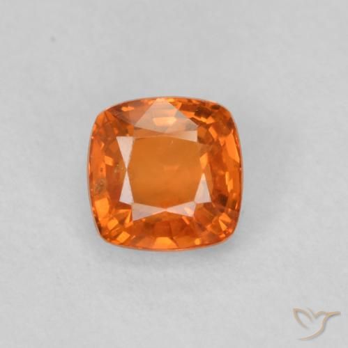 0.49ct 天然 アンバーオレンジ サファイア, クッション, VS