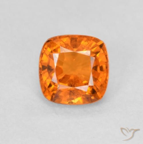 0.65ct 天然 ミディアムオレンジ サファイア, クッション, VS