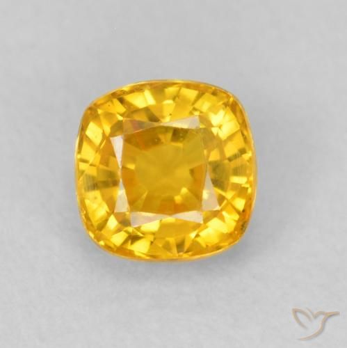 0.60ct 天然 ゴールデンオレンジ サファイア, クッション, VVS-VS
