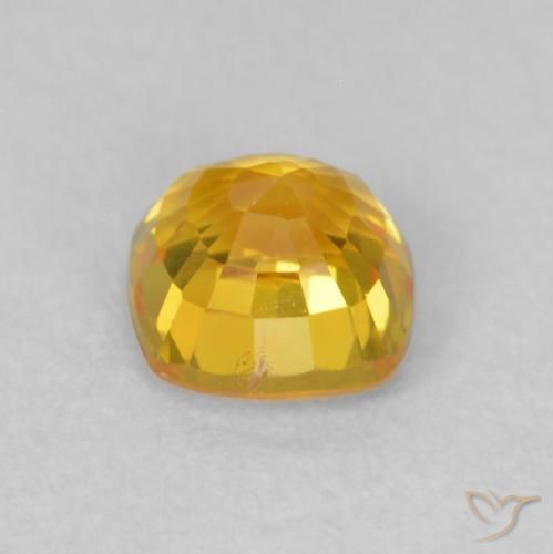 0.60カラットの天然ゴールデンオレンジサファイア、クッション、VVS-VS