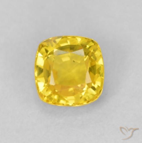 0.54ct 天然 黄色がかったゴールド サファイア, クッション, VVS-VS