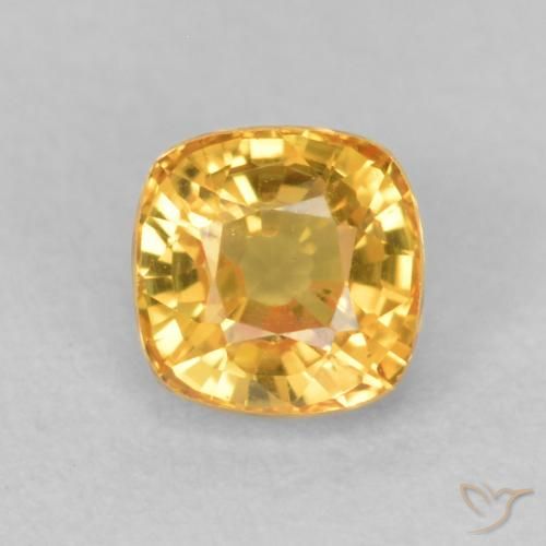 0.63ct 天然 明るいゴールド サファイア, クッション, VS