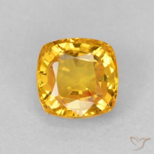 0.60ct 天然 ミディアムオレンジ サファイア, クッション, VVS-VS