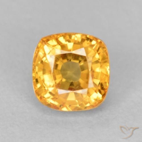 0.73ct 天然 ミディアムオレンジ サファイア, クッション, VVS-VS