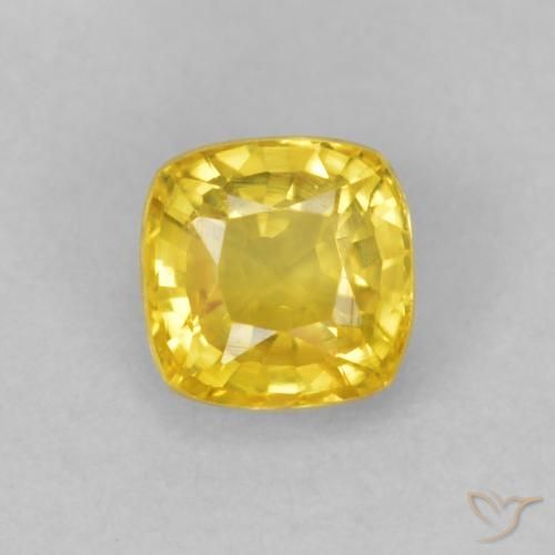 0.50ct 天然 ミディアムイエロー サファイア, クッション, VVS-VS