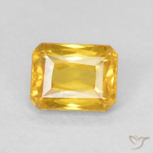 0.72ct 天然 ゴールド サファイア, エメラルドカット, VVS-VS