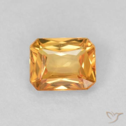 0.48ct 天然 濃いオレンジゴールド サファイア, エメラルドカット, VVS-VS