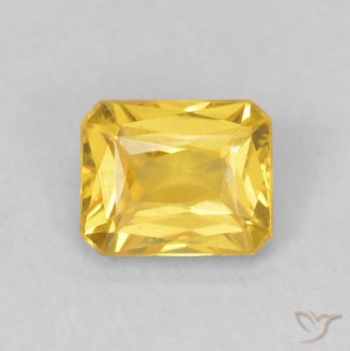 0.58ct 天然 ゴールド サファイア, エメラルドカット, VVS-VS