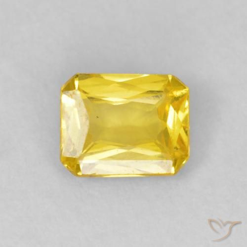 0.46ct 天然 薄いハニーイエロー サファイア, エメラルドカット, VVS-VS
