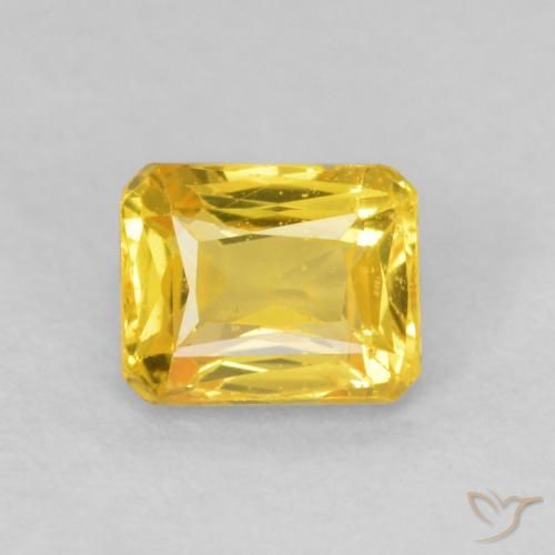 0.71ct 天然 深い黄色 サファイア, エメラルドカット, VVS-VS
