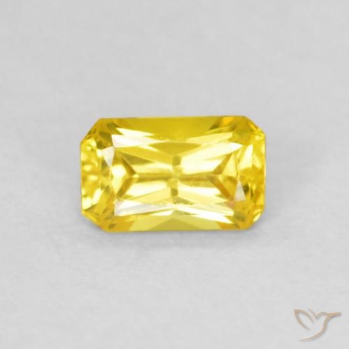 0.37ct 天然 ミディアムイエロー サファイア, エメラルドカット, VVS-VS