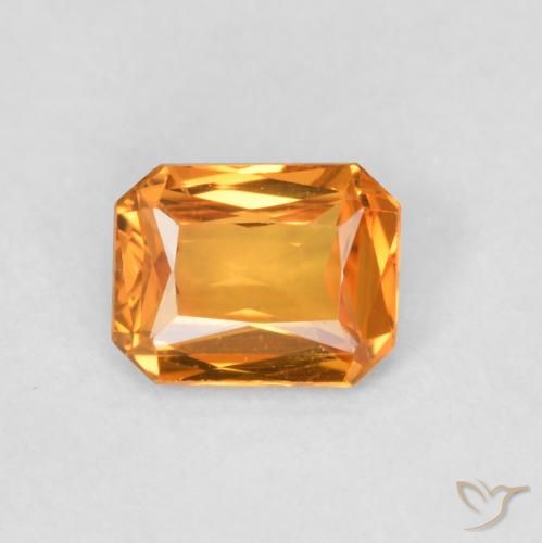 0.45ct 天然 ミディアムオレンジ サファイア, エメラルドカット, VVS-VS