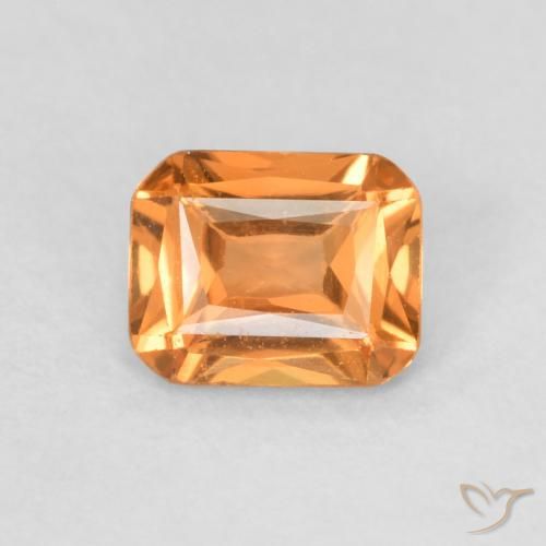 0.51ct 天然 ミディアムオレンジ サファイア, エメラルドカット, VVS-VS