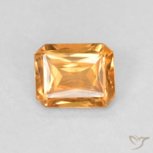 0.50ct 天然 Medium Light-Orange サファイア, エメラルドカット, VVS-VS