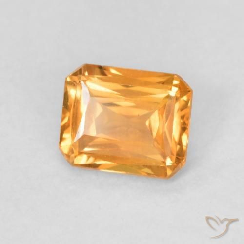 0.50カラットの天然Medium Light-Orangeサファイア、八角形 / エメラルドカット、VVS-VS