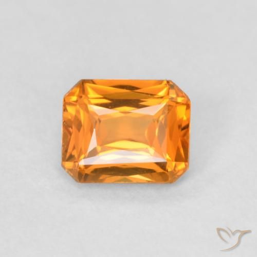 0.48ct 天然 鮮やかなオレンジ サファイア, エメラルドカット, VVS-VS