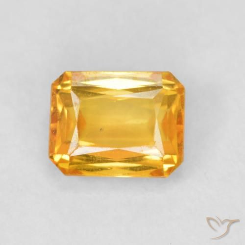0.66ct 天然 ダークオレンジゴールド サファイア, エメラルドカット, VS