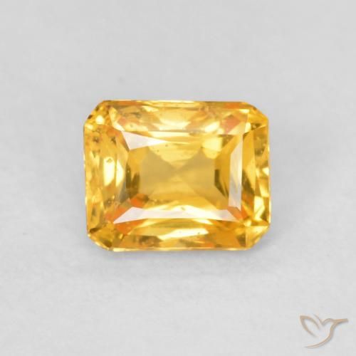 0.53ct 天然 濃いオレンジゴールド サファイア, エメラルドカット, VS