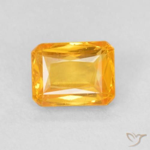 0.68ct 天然 オレンジゴールド サファイア, エメラルドカット, VS
