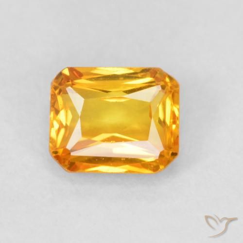 0.67ct 天然 アプリコットオレンジ サファイア, エメラルドカット, VVS-VS