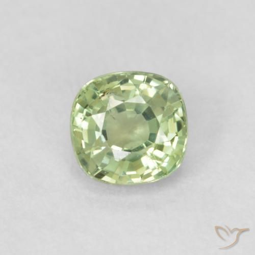 0.46ct 天然 非常に薄い緑 サファイア, クッション, VS