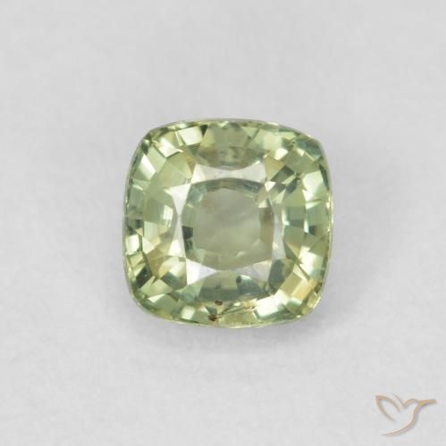 0.57ct 天然 非常に薄い緑 サファイア, クッション, VS