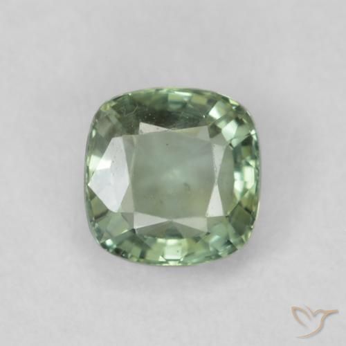 0.69ct 天然 薄いセージグリーン サファイア, クッション, VS