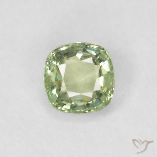0.43ct 天然 非常に薄いセージグリーン サファイア, クッション, VS