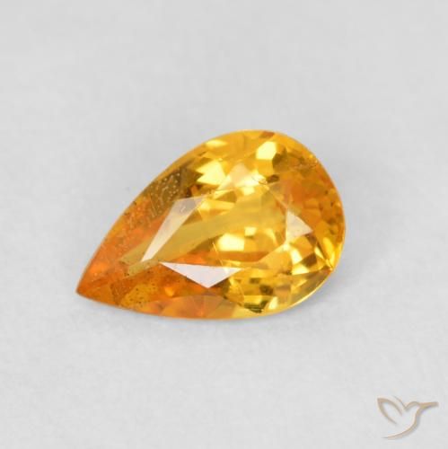 0.40ct 天然 オレンジゴールド サファイア, 洋梨の形, VS