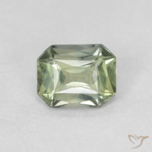 0.46ct 天然 薄いセージグリーン サファイア, エメラルドカット, VVS