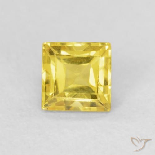 0.58ct 天然 黄色がかったゴールド サファイア, 四角形, VS
