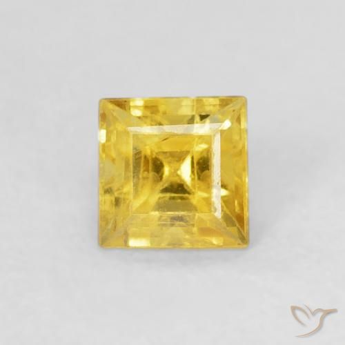 0.55ct 天然 ミディアムイエロー サファイア, 四角形, VS
