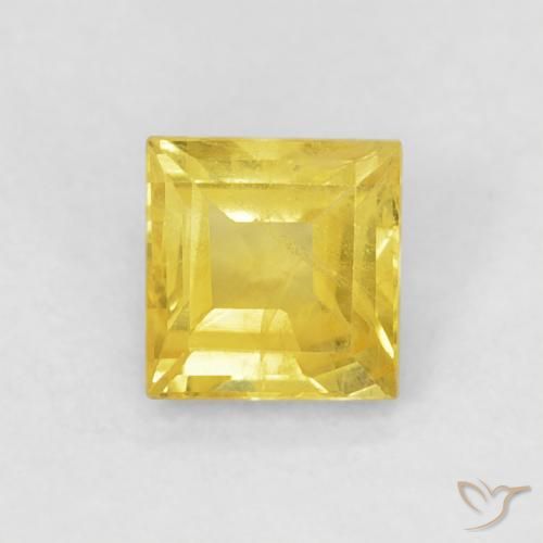 0.60ct 天然 ミディアムイエロー サファイア, 四角形, VS