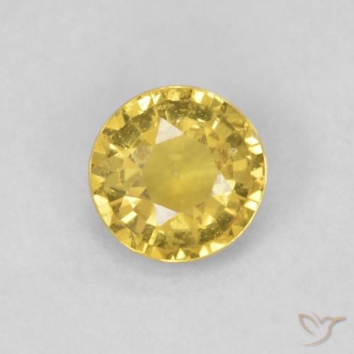 0.45ct 天然 薄いゴールド サファイア, ラウンド, SI