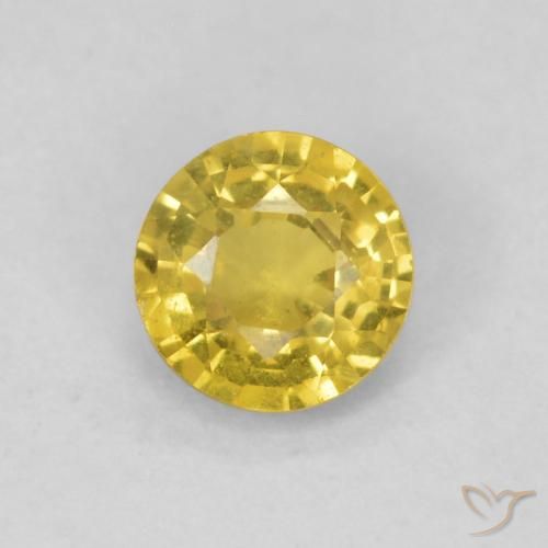 0.45ct 天然 黄色がかったゴールド サファイア, ラウンド, SI