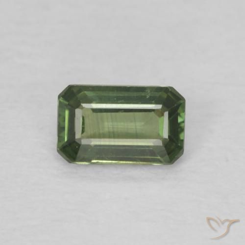 0.40ct 天然 アースグリーン サファイア, エメラルドカット, VVS-VS