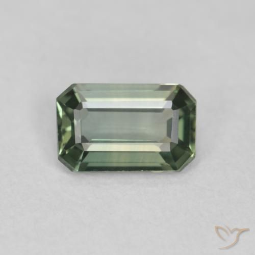 0.39ct 天然 グリーン サファイア, エメラルドカット, VVS