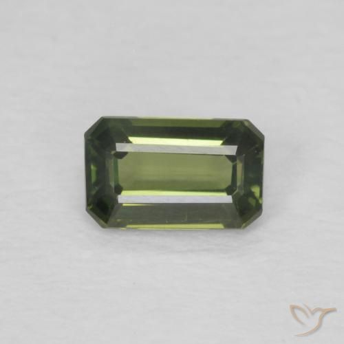0.43ct 天然 アースグリーン サファイア, エメラルドカット, VVS