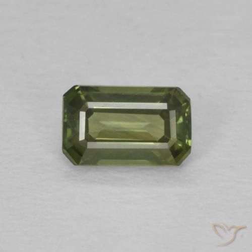 0.45ct 天然 ミディアムグリーン サファイア, エメラルドカット, VVS-VS