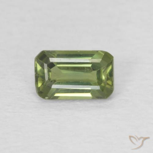 0.44ct 天然 黄みがかったグリーン サファイア, エメラルドカット, VVS-VS