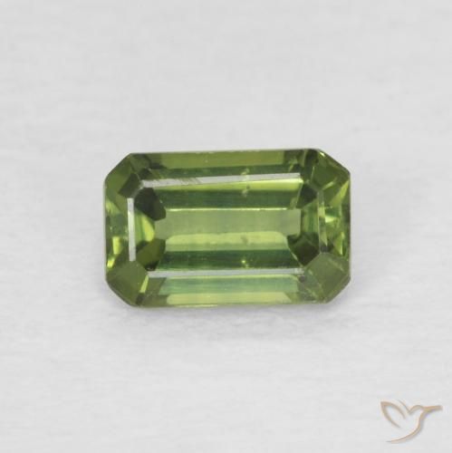 0.45ct 天然 アーシーグリーン サファイア, エメラルドカット, VS