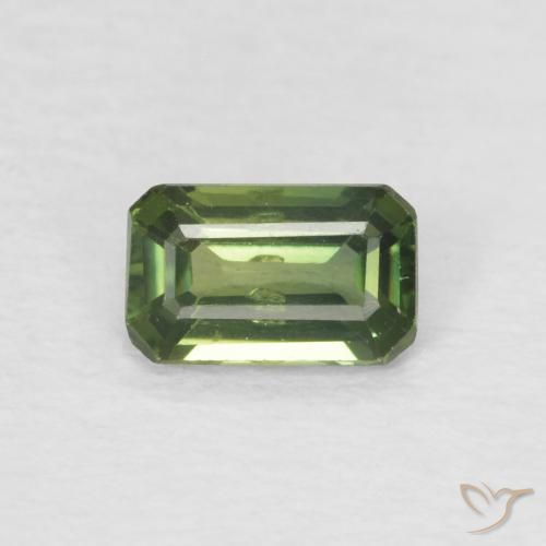 0.40ct 天然 ディープグリーン サファイア, エメラルドカット, VS